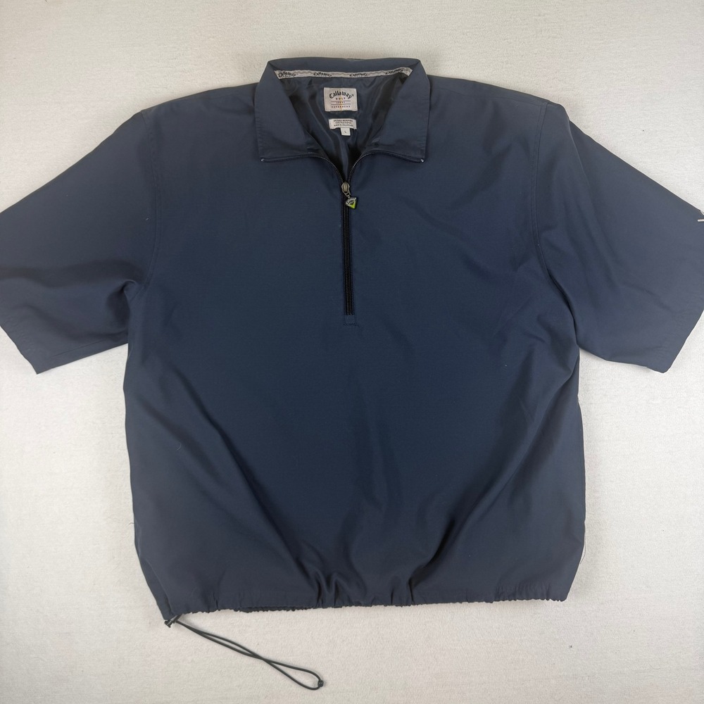 Callaway Golf Mens Navy Blue 1/4 Zip Short Sleeve Windbreaker Pullover Large